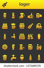 lager icon set. 26 filled lager icons.  