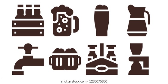  lager icon set. 8 filled lager icons. Simple modern icons about  - Beer tap, Beer, Beers, Beer bottle
