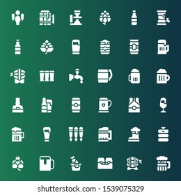 lager icon set. Collection of 36 filled lager icons included Beer, Hop, Beer keg, Beer tap, Brewery, can