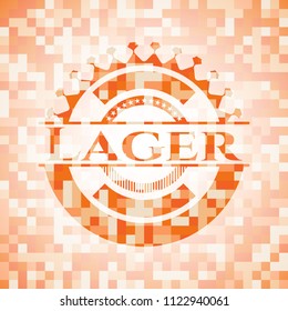 Lager orange mosaic emblem with background