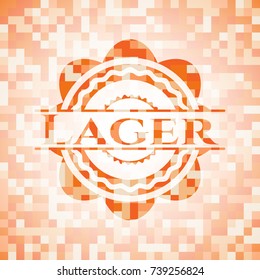 Lager orange mosaic emblem with background