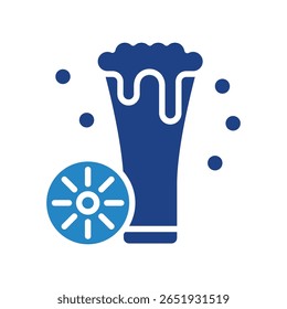 Lager Pint dual tone blue color icon, mini illustration for relaxation, party, pubs and bars UI, UX kit, app and web development, digital or print.