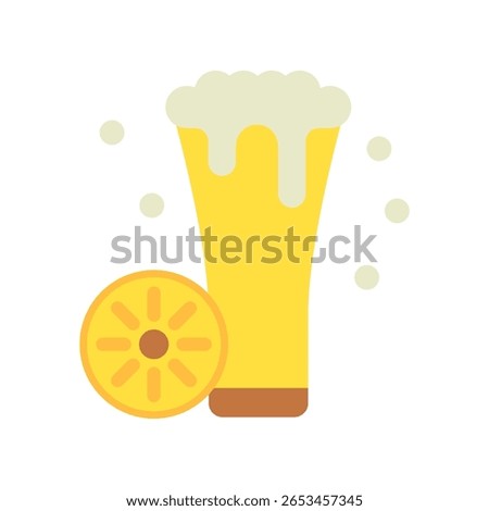 Lager Pint flat color icon, mini illustration for relaxation, party, pubs and bars UI, UX kit, app and web development, digital or print.