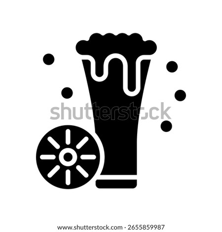 Lager Pint glyph icon, mini illustration for relaxation, party, pubs and bars UI, UX kit, app and web development, digital or print.