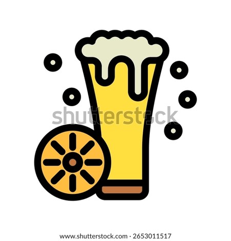 Lager Pint outline color flat icon, mini illustration for relaxation, party, pubs and bars UI, UX kit, app and web development, digital or print.