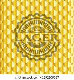 Lager shiny golden emblem. Scales pattern. Vector Illustration. Detailed.
