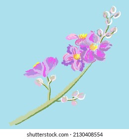 Lagerstroemia calyculata Kurz or Lythraceae flower ,Beautiful purple flower on tree. Illustration Vector painting flat design