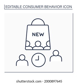 Laggards Line Icon. Consumer Groups Avoid Change And Are Not Willing To Adopt New Products. Waiting. Consumer Behavior Concept. Isolated Vector Illustration. Editable Stroke