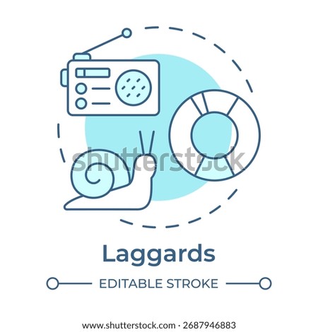 Laggards soft blue concept icon. Old technology. Pie chart, statistics. Society, community. Round shape line illustration. Abstract idea. Graphic design. Easy to use in infographic, article