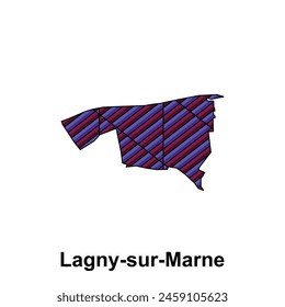 Lagny sur Marne City Map of France Country, abstract geometric map with color creative design template