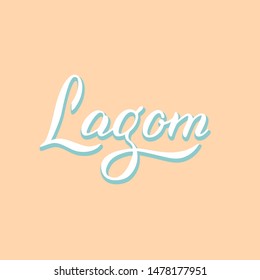 Lagom typography logo. Lettering trendy style book cover. Scandinavian lifestyle concept. Vector eps 10. 
