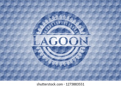 Lagoon blue hexagon emblem.