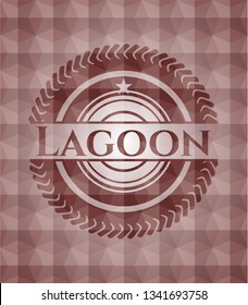 Lagoon red emblem with geometric pattern. Seamless.