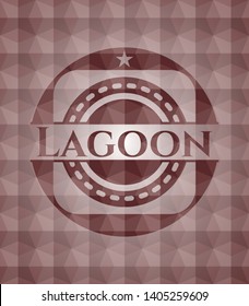 Lagoon red seamless emblem with geometric background.