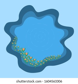 Lagoon view no people with flowers art design for background abstract pattern vector illustration 