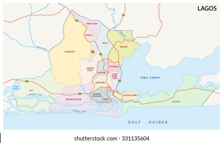 Lagos, Nigeria Administrative Map