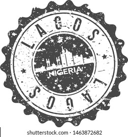 Lagos Nigeria City Skyline. Silhouette City. Design Vector. Famous Monuments.