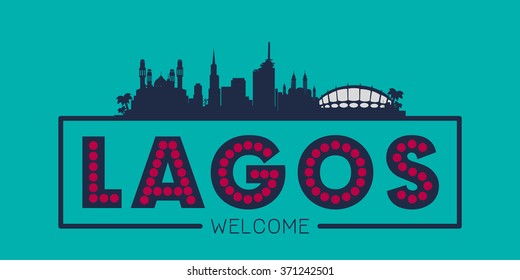 Lagos Nigeria city skyline silhouette vector design