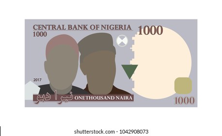 Lagos, Nigeria - March 11 2018: 1000 Naira Note Vector Illustration