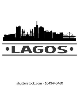 Lagos Nigeria Skyline Silhouette Stamp City Design Vector Art Template