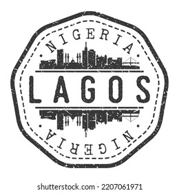 Lagos, Nigeria Stamp Skyline Postmark. Silhouette Postal Passport. City Round Vector Icon. Vintage Postage Design.