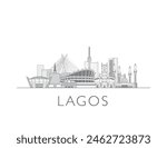 Lagos skyline cityscape illustration in black and white 