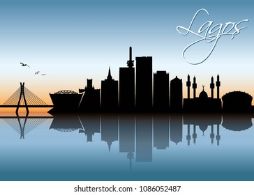 Lagos Skyline - Nigeria - Vector Illustration