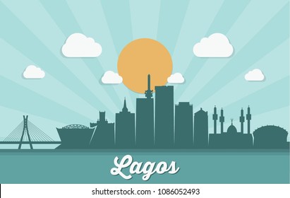 Lagos Skyline - Nigeria - Vector Illustration