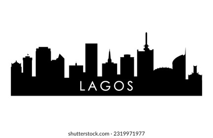 Lagos skyline silhouette. Black Lagos city design isolated on white background. 