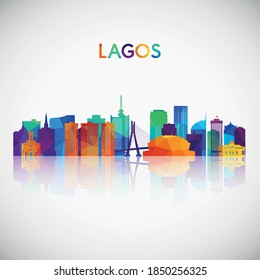 Lagos skyline silhouette in colorful geometric style. Symbol for your design. Vector illustration.