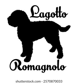 Lagotto Romagnolo. dog silhouette, dog, dog breeds, logo, vector, silhouette, animal, illustration, icon, sign, design, black, symbol, pet, love
