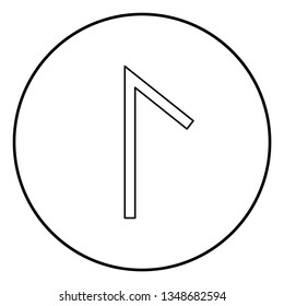Lagu rune Laguz lake lagoon symbol icon outline black color vector in circle round illustration flat style simple image