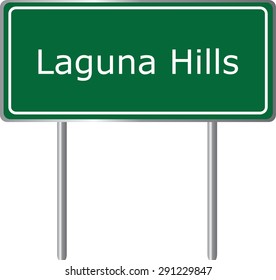 Laguna Hills , California, road sign green vector illustration, road table, USA city