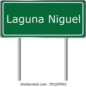 Laguna Niguel , California, road sign green vector illustration, road table, USA city