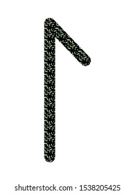 Laguz. Ancient Scandinavian runes Futhark. Used in magical scripts, amulets, fortune telling. Scandinavian and Germanic writing. White background