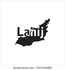 Lahij map and black lettering design on white background