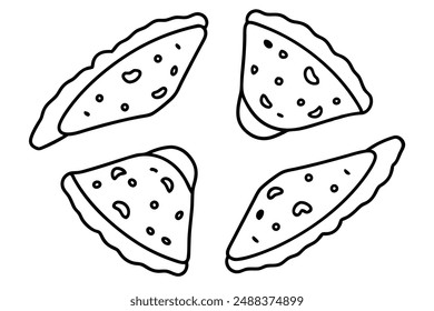 Lahmacun Line Art Hand Drawing Traditional Pizza Artwork Design