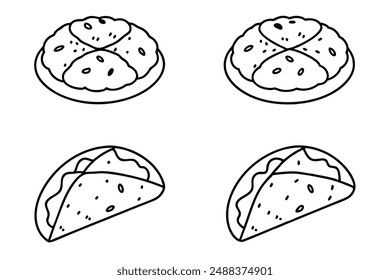 Lahmacun Line Art Traditional Turkish Pizza Hand Drawn Design