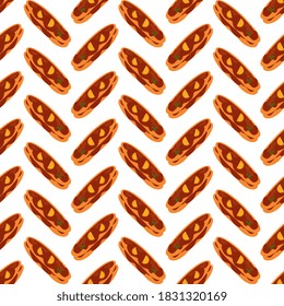 Lahmacuns pattern, seamless pattern on red background.