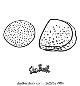 Lahoh food sketch separated on white. Vector drawing of Leavened, usually known in Djibouti, Somalia, Yemen. Food illustration series.