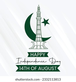 lahore August 14, 2023: Pakistan Jashn-e Azadi (translation: Pakistan Independence Day). 76 Years Anniversary. Jubilee logo. Vector Illustration. isolated on white background