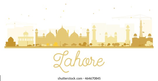 Lahore City skyline golden silhouette. Vector illustration.