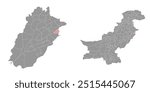 Lahore district map, administrative division of Pakistan. Vector illustration.