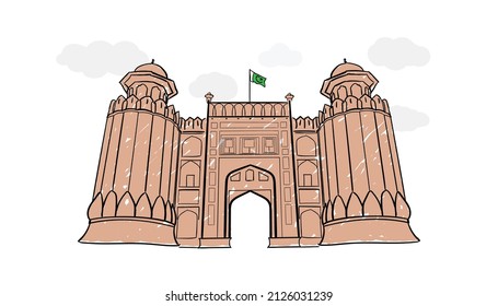 Lahore Fort monument vector illustration