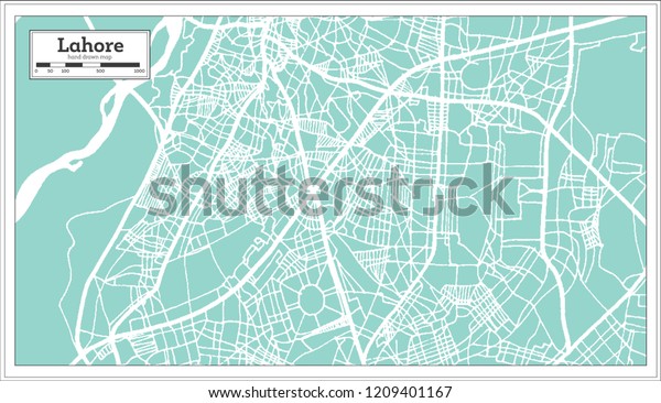 Lahore Pakistan City Map Retro Style Stock Vector (royalty Free) 1209401167