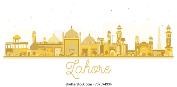 Lahore Pakistan City skyline golden silhouette. Vector illustration.