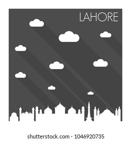 Lahore Pakistan Skyline City Flat Silhouette Design Background