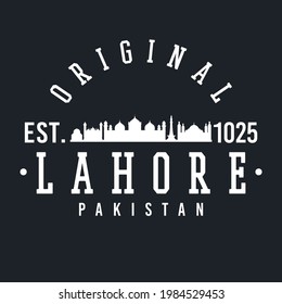 Lahore, Punjab, Pakistan Skyline Original. A Logotype Sports College and University Style. Illustration Design Vector City.