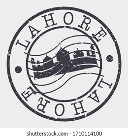 Lahore, Punjab, Pakistan Stamp Postal. A Building Silhouette Seal. Passport Round Design. Emblema Vector Icon Design Retro Travel.