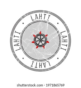 Lahti city, Finland. Grunge postal rubber stamp over white background